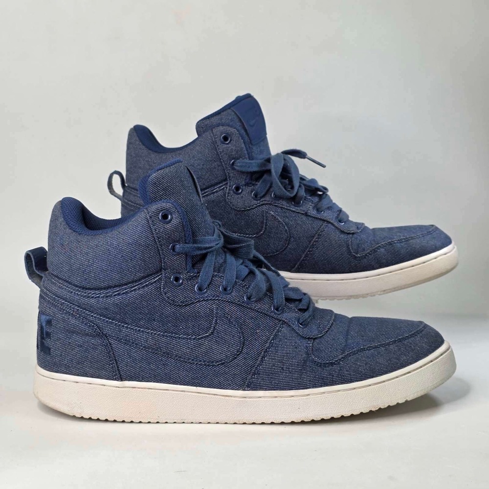 Nike Court Borough Mid Blue Denim High Top Sneakers Shoes 844884-400 Men's 11.5